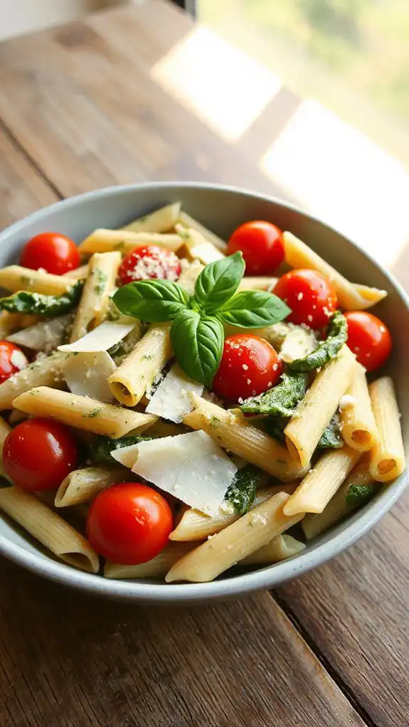pasta dish with pesto