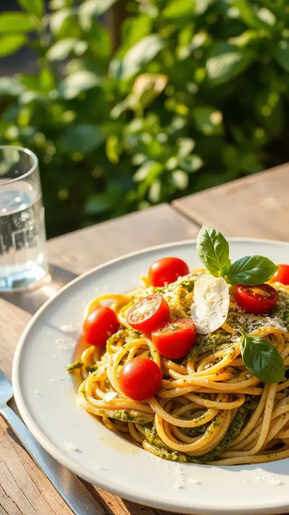 pasta tossed with pesto