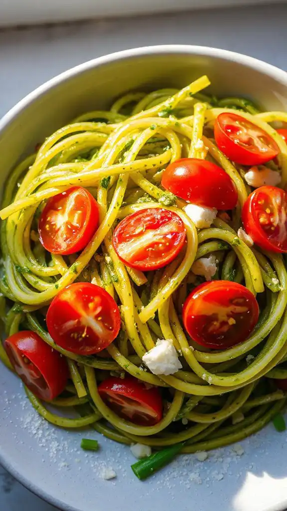 pasta tossed with pesto