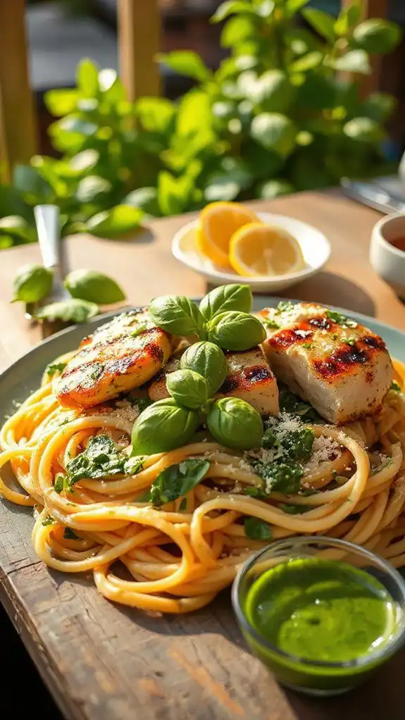 pasta with basil pesto