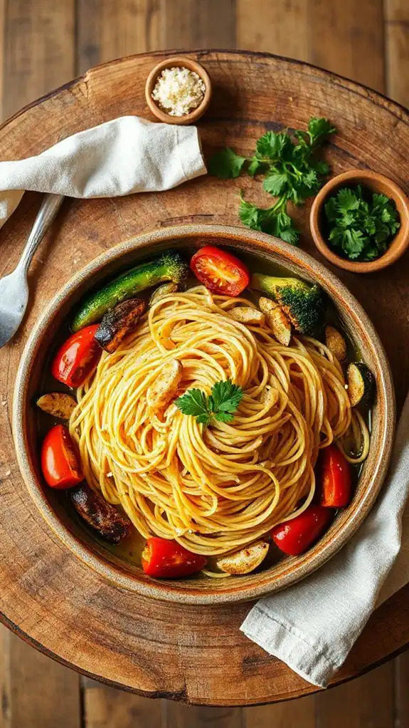 pasta with roasted veggies
