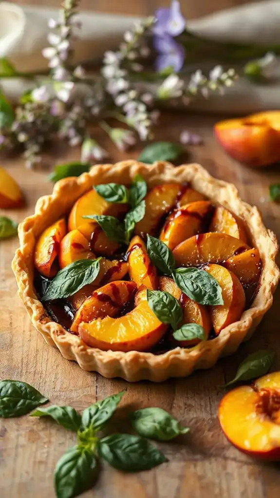 peach and basil dessert