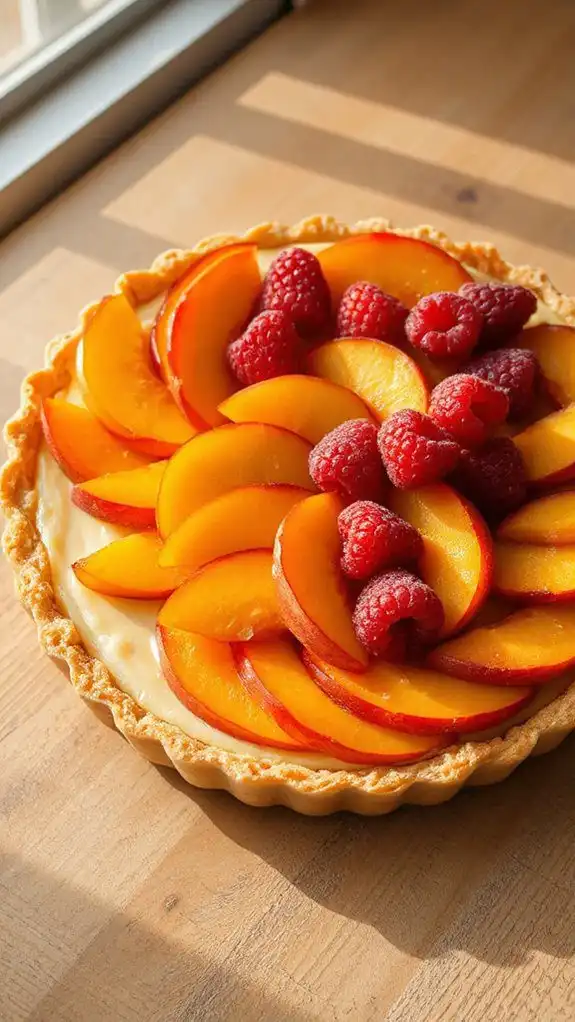 peach and raspberry dessert