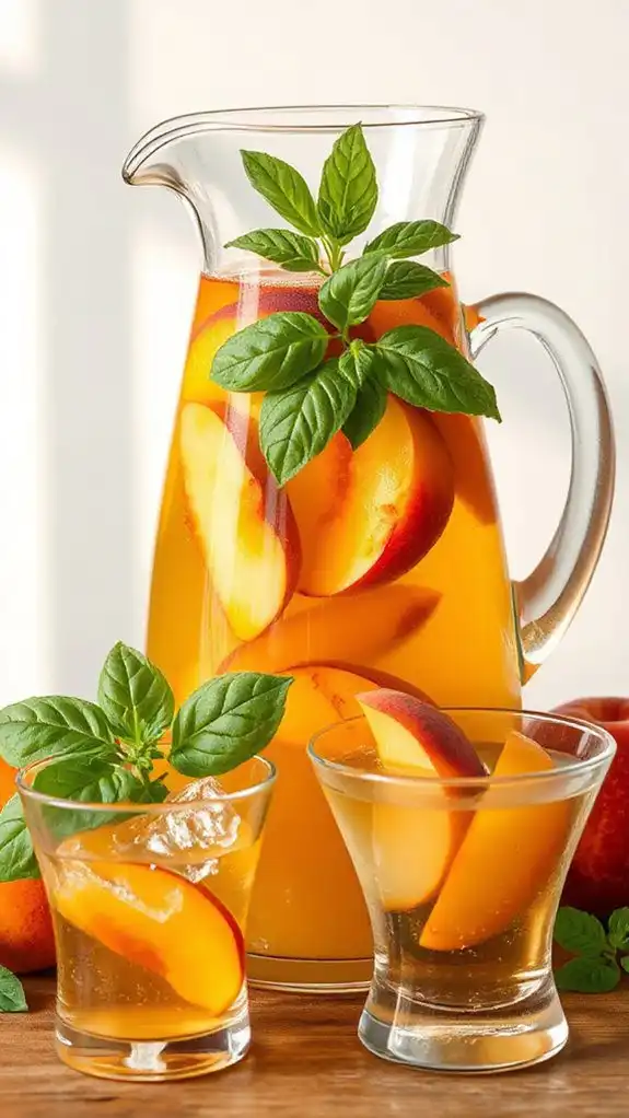 peach basil flavored water peach basil flavored water