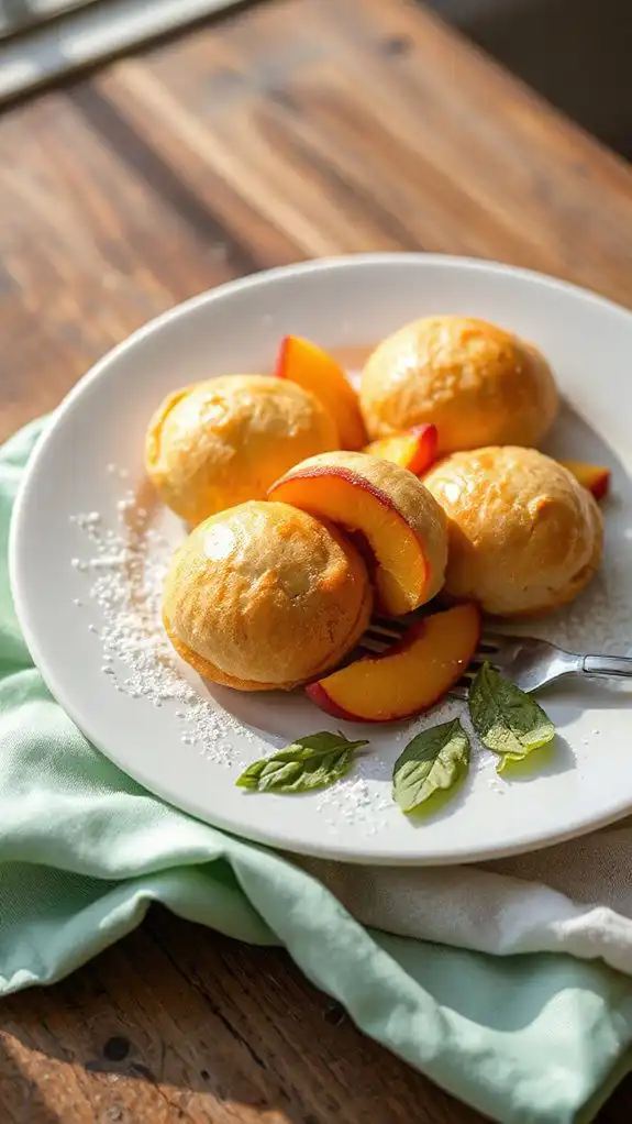 peach infused almond cakes
