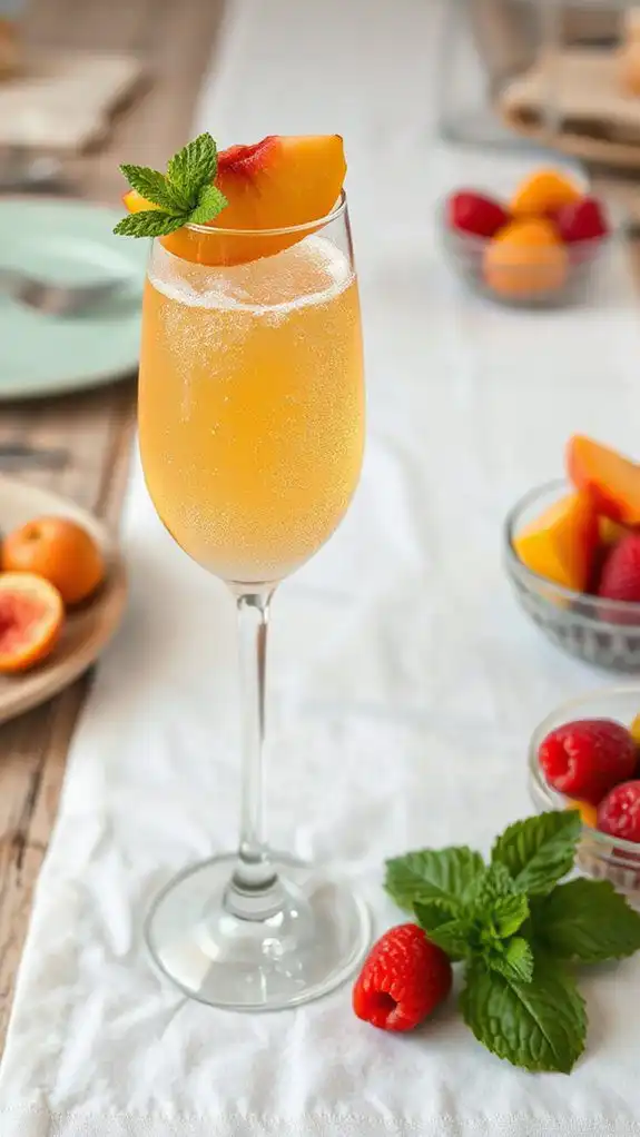 peach infused sparkling cocktail