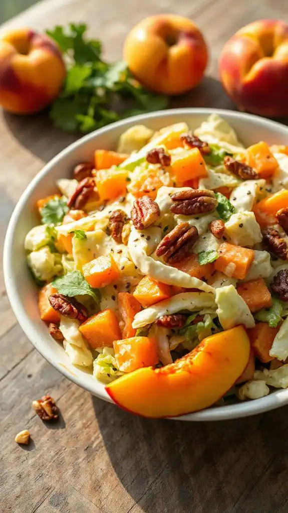 peach pecan poppy seed slaw