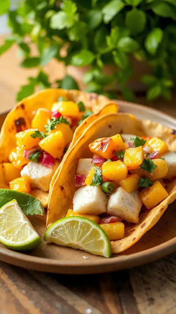 peach salsa fish tacos