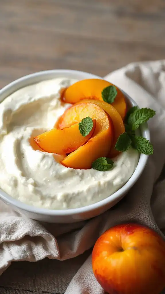 peach topped cottage cheese
