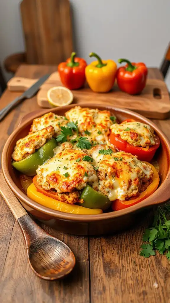 pepper filled casserole dish