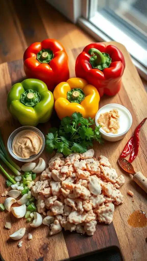 peppers filled with chicken peppers filled with chicken
