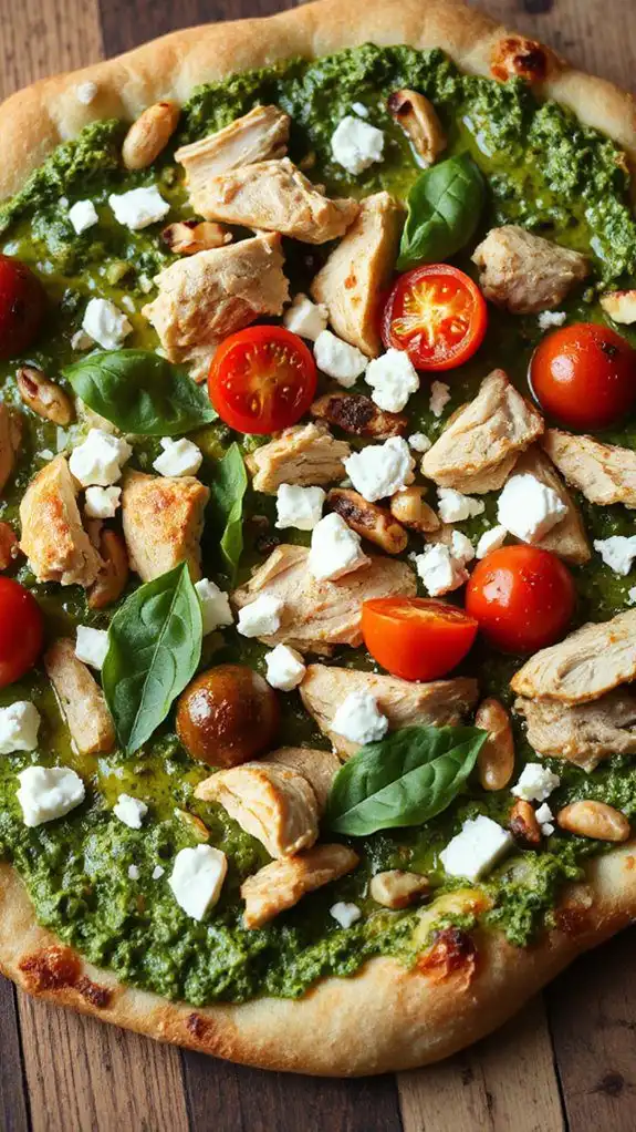 pesto chicken pizza creation