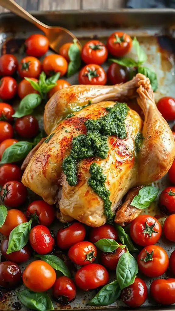 pesto chicken with tomatoes