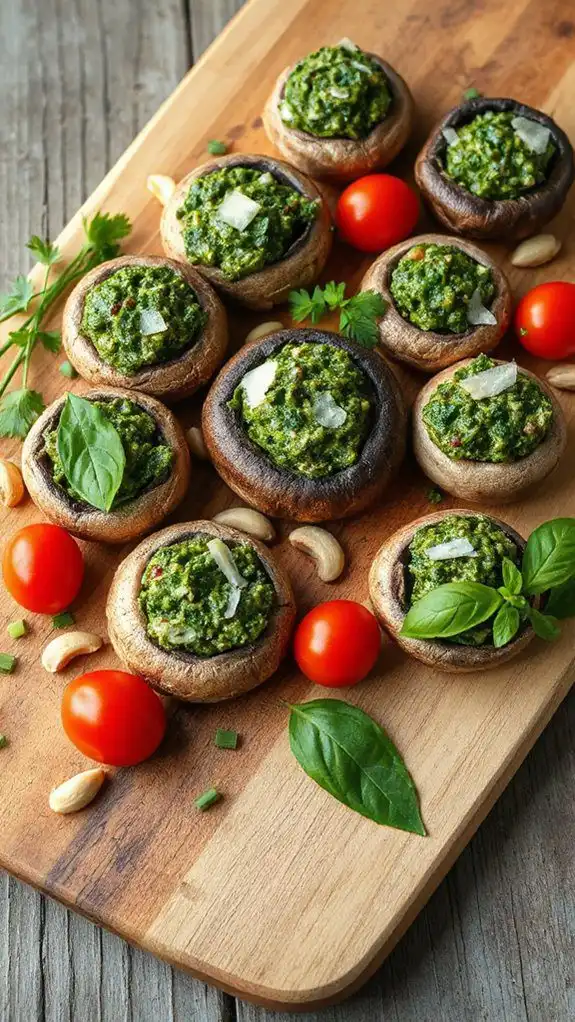 pesto filled mushroom appetizers pesto filled mushroom appetizers