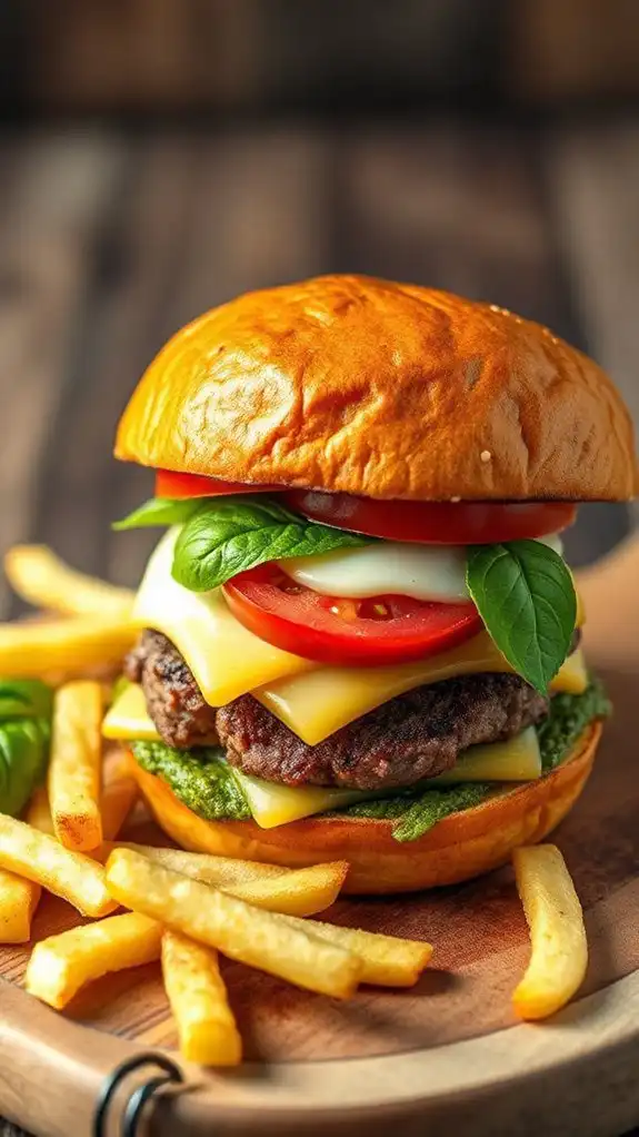 pesto flavored italian burger creation pesto flavored italian burger creation