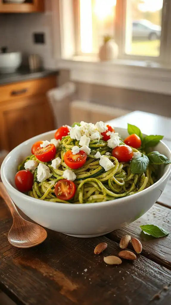 pesto infused zucchini noodle salad