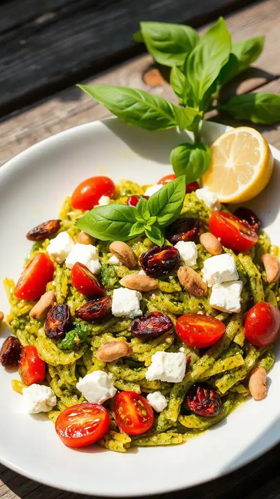 pesto orzo with tomatoes