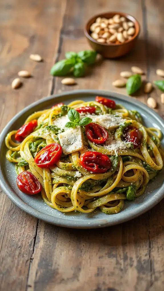 pesto pasta with tomatoes