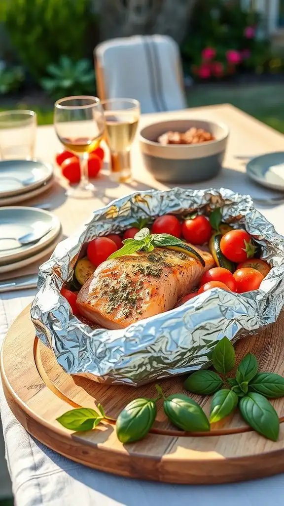 pesto salmon with vegetables
