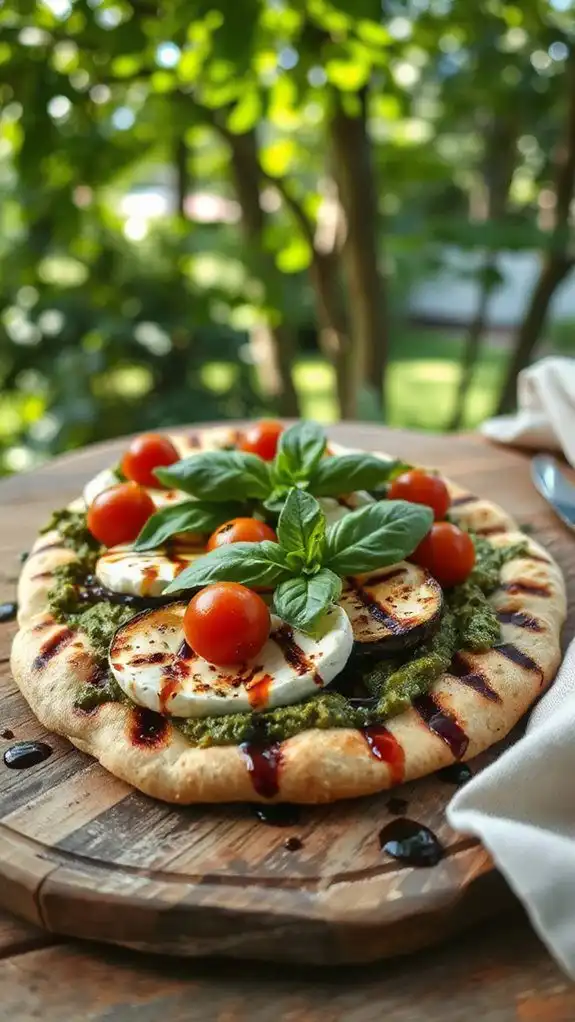 pesto topped grilled flatbread
