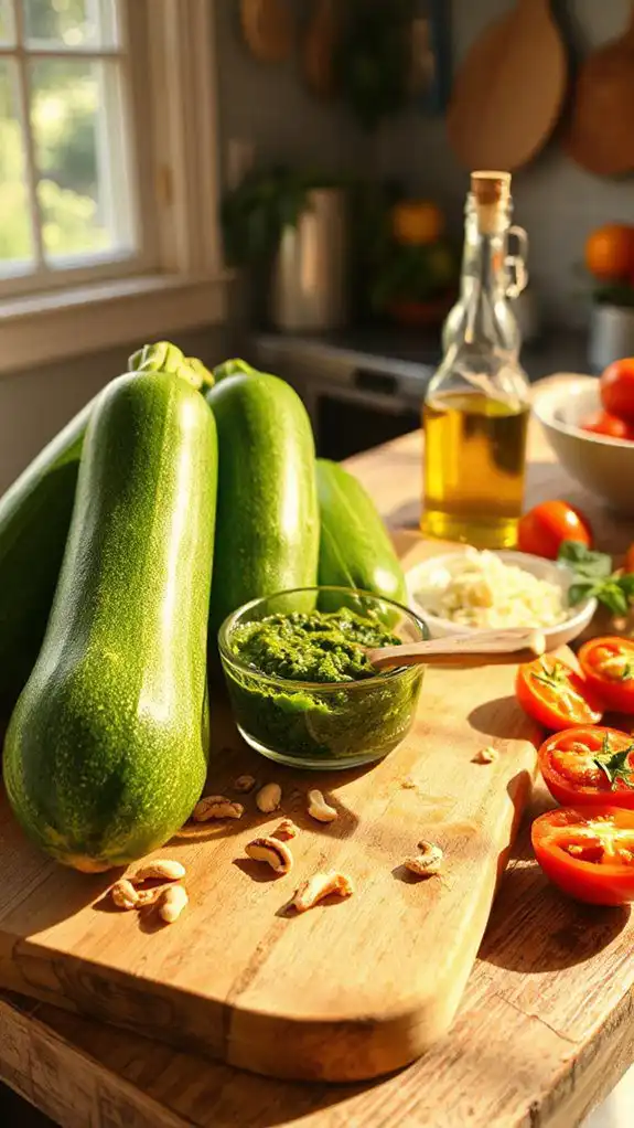 pesto zucchini noodle dish