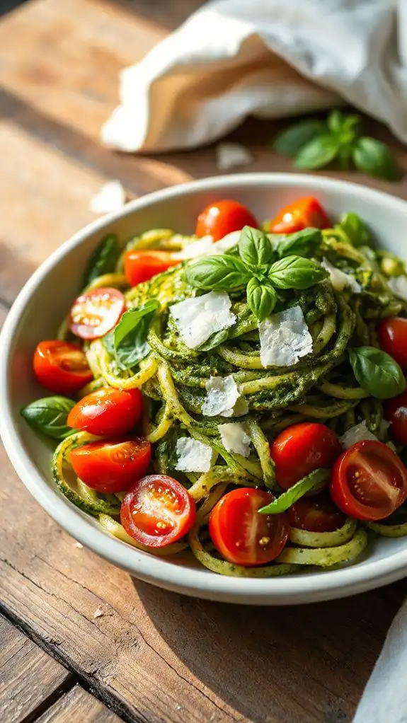 pesto zucchini noodle dish
