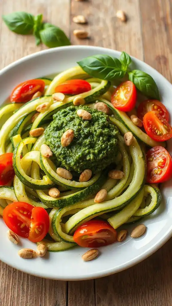 pesto zucchini noodle dish