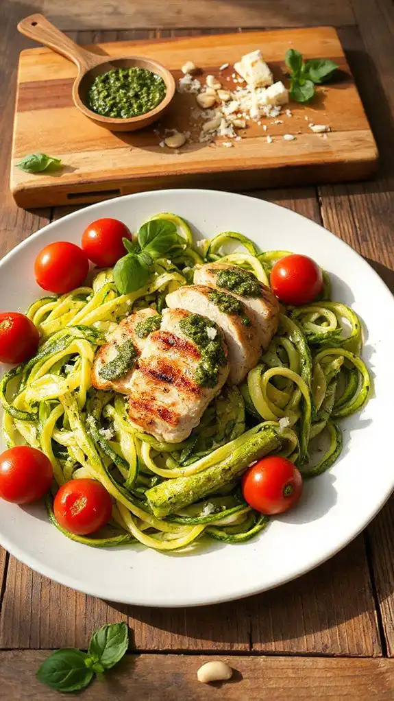 pesto zucchini noodles with chicken