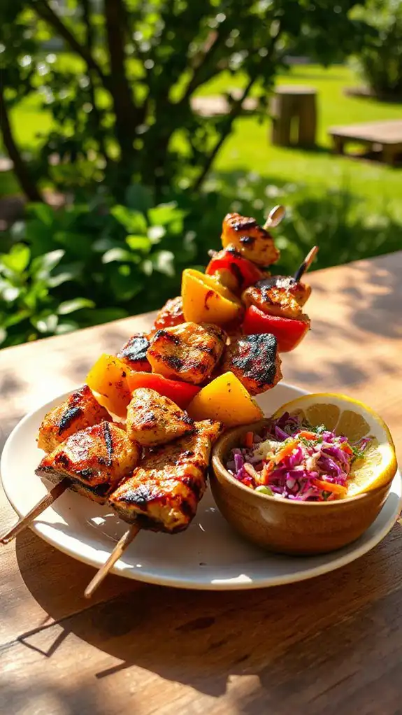pickle brined chicken skewers