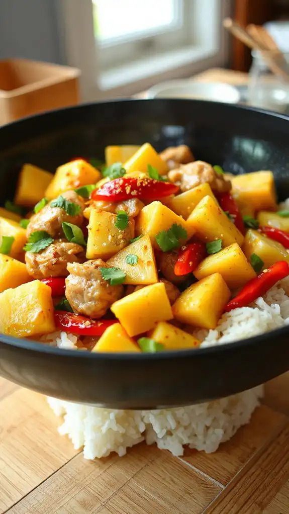pineapple infused chicken stir fry
