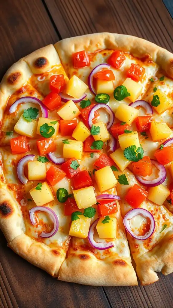 pineapple salsa topped pizza