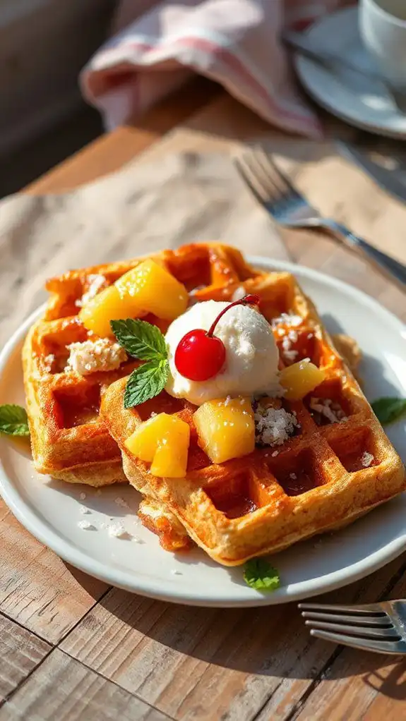 pineapple topped waffle delight
