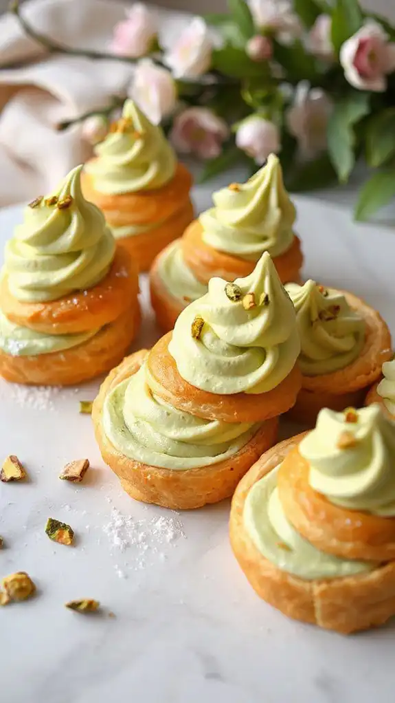 pistachio filled pastry dessert