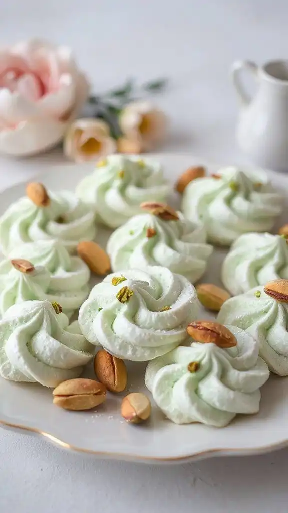 pistachio flavored meringue treats
