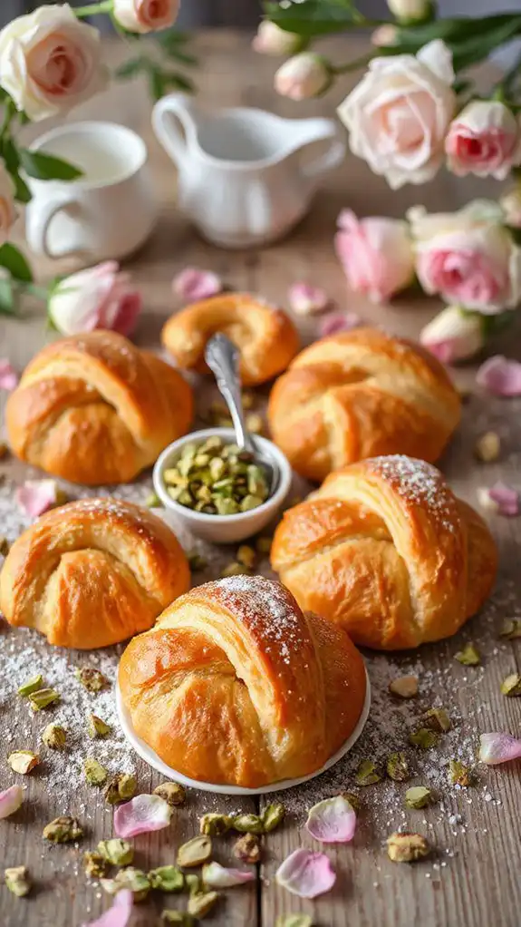pistachio rose croissant puffs