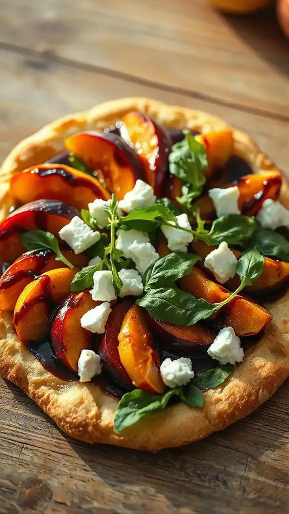 pluots and arugula flatbread