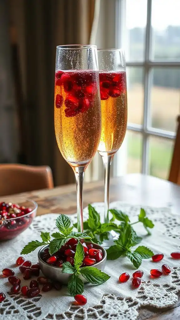 pomegranate ginger sparkling cocktail