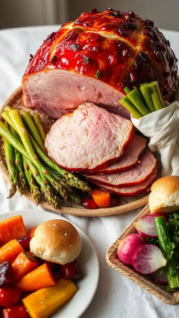 pomegranate maple glazed ham