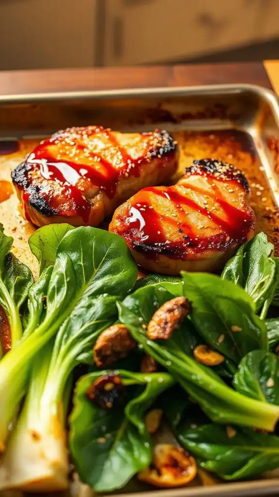 pork chops with bok choy