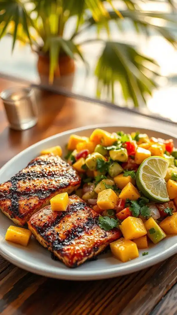 preparing mango avocado salsa