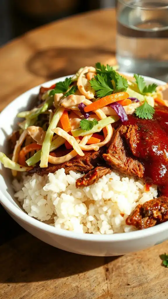 pulled pork rice bowl