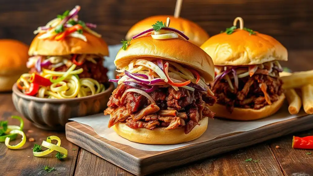 pulled pork slaw burgers