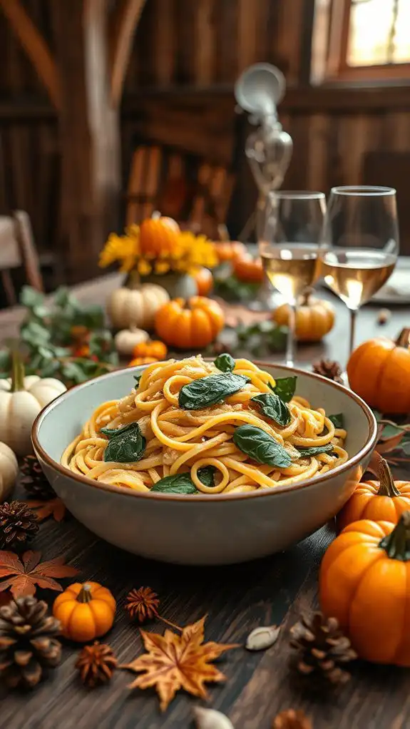 pumpkin spinach creamy pasta