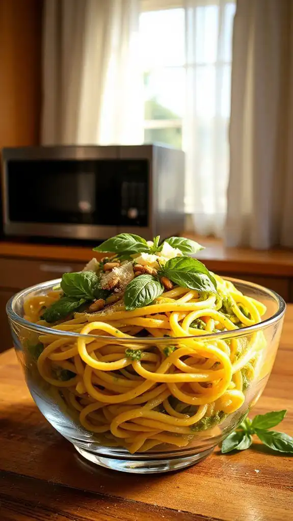 quick microwave pesto dish