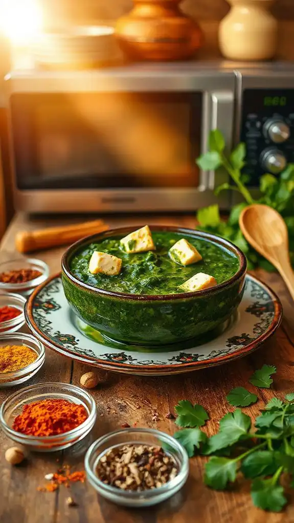 quick microwave spinach curry