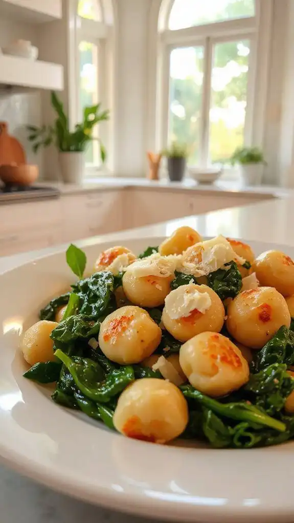 quick spinach cheese gnocchi
