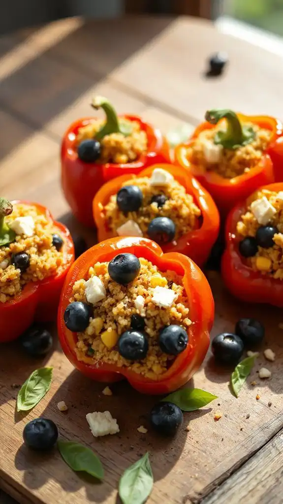 quinoa and blueberry stuffed peppers