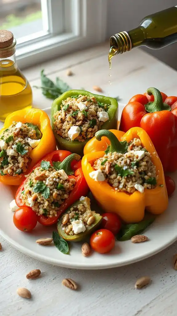 quinoa and feta stuffed peppers