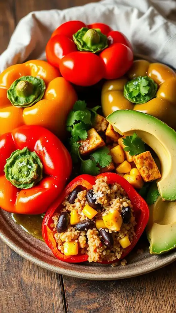 quinoa filled black bean peppers