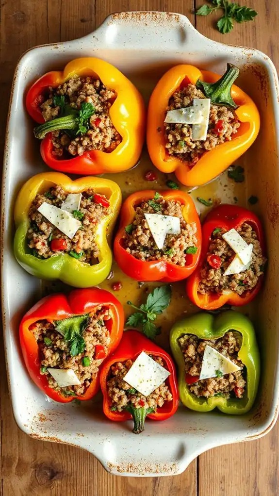 quinoa filled turkey bell peppers